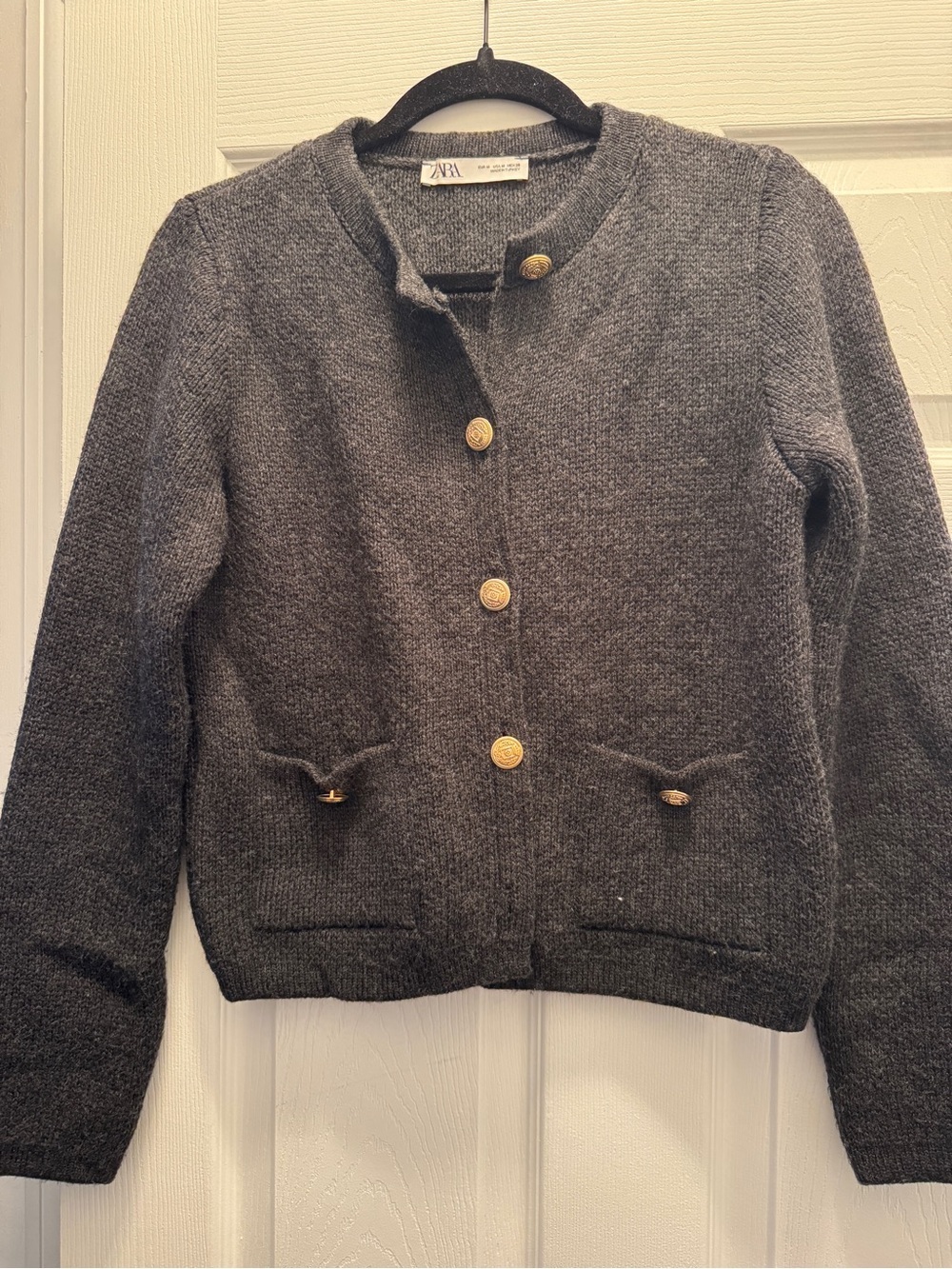 ZARA Black Textured Button-Front Cardigan Jacket - Picture 2 of 2